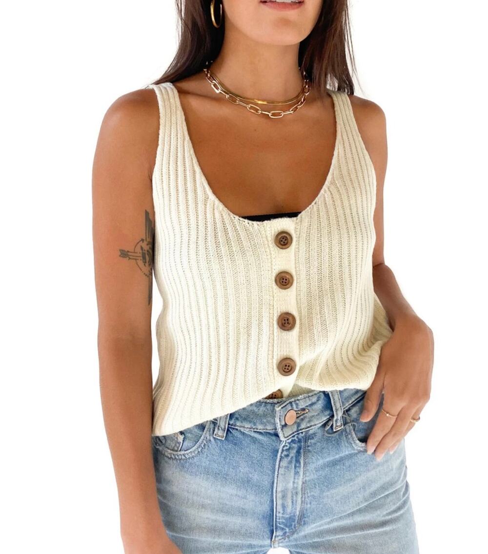 Saltwater Luxe Ezra Sweater Tank Top Vanilla Off White M